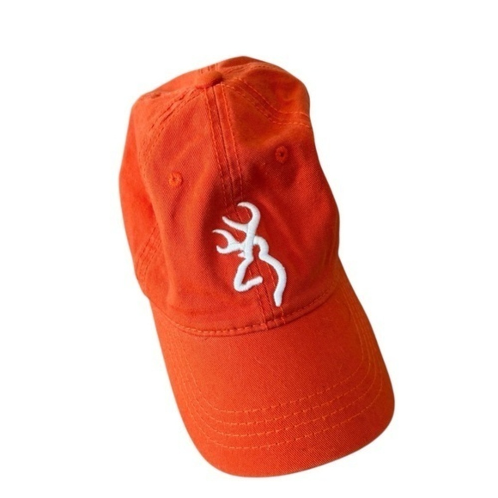 Blaze Orange Hunting Browning Deer Cap with White Logo